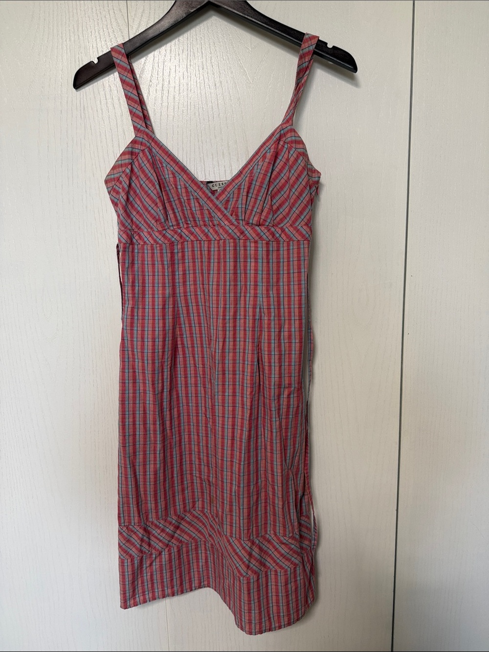 Guess Red and Blue Plaid Midi Dress